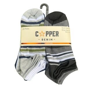 Cooper Denim Gray, Green, White Womens 20 Low Cut 20 Pair Sock Pack